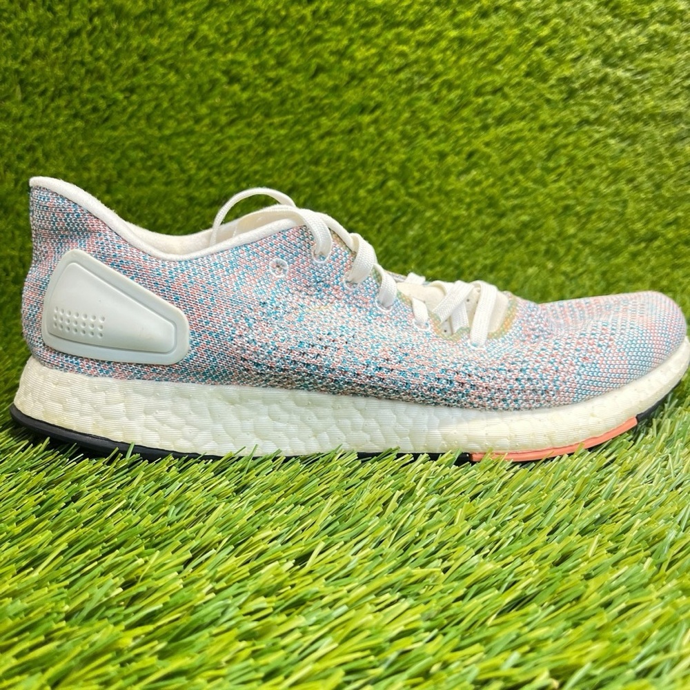 Adidas PureBoost DPR running shoes in a multicolor pastel knit